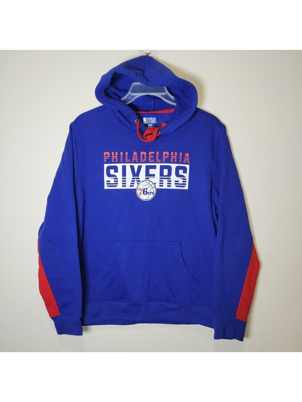 NBA Philadelphia 76ers Hoodie Men's L Blue Red Pullover Activewear Sweatshirt